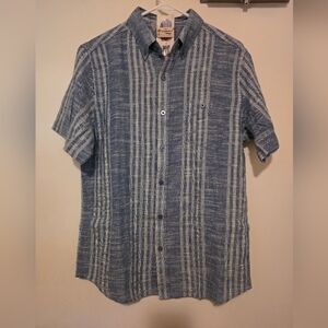 Weatherproof Men's Blue and White Striped Button Down Shirt